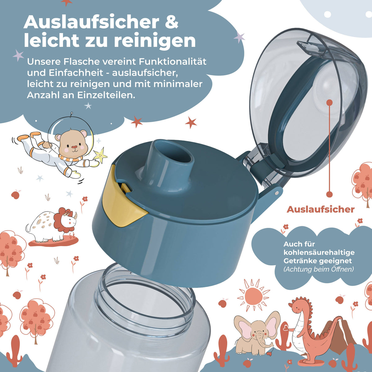 Trinkflasche Kinder, leichte Wasserflasche - Traktor Fuchs