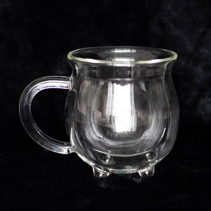 Mug chaudron en verre double paroi transparent