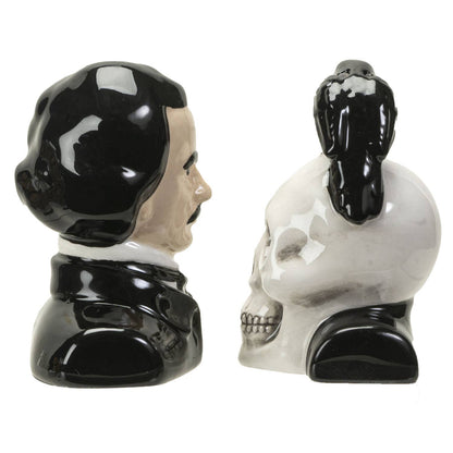 Edgar Allan Poe keramische zout- en peperstrooier set