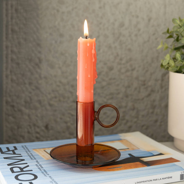 Porte Bougie en Cristal Ambre Helio Ferretti Vue 1