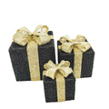 LED-kerstcadeau - S3 - Polystyreen - Zwart/Goud - 15/20/25 cm