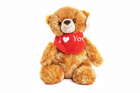 Peluche Ours Teddy (marron) avec écharpe I Love You