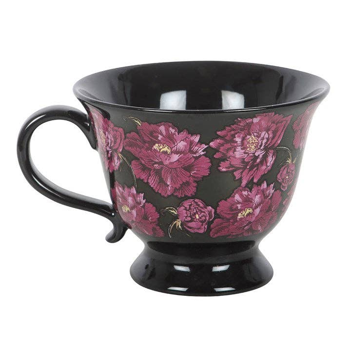 Tasse à thé à imprimé floral romance sombre