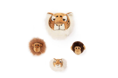 Mini Plush Animal Head Wall Decoration: Jungle Set