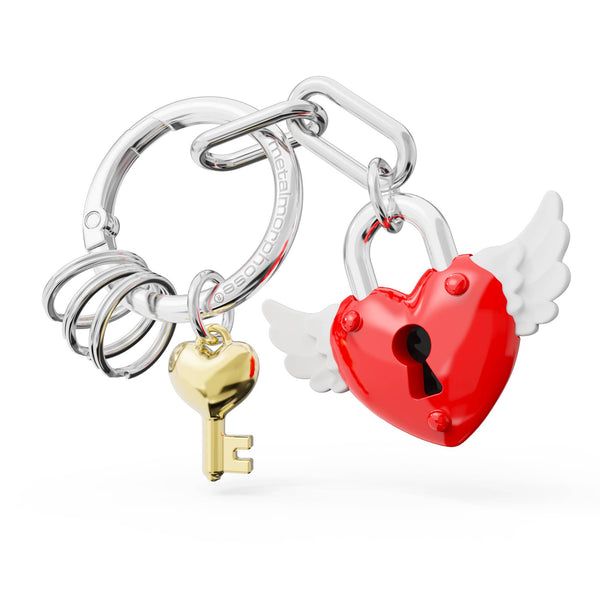 Sleutelhanger met rood hartvormig hangslotje