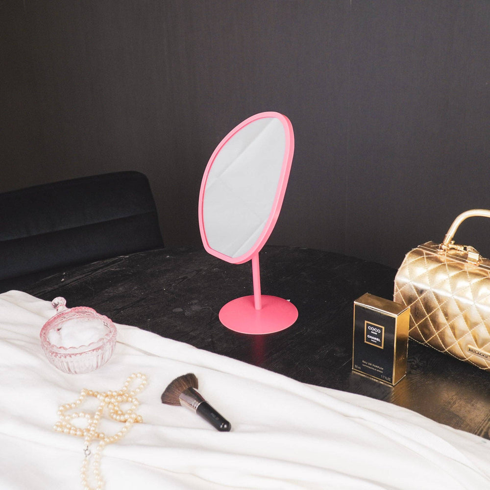 Miroir de Maquillage - Rond - Rose - 16,5x12x31,5cm