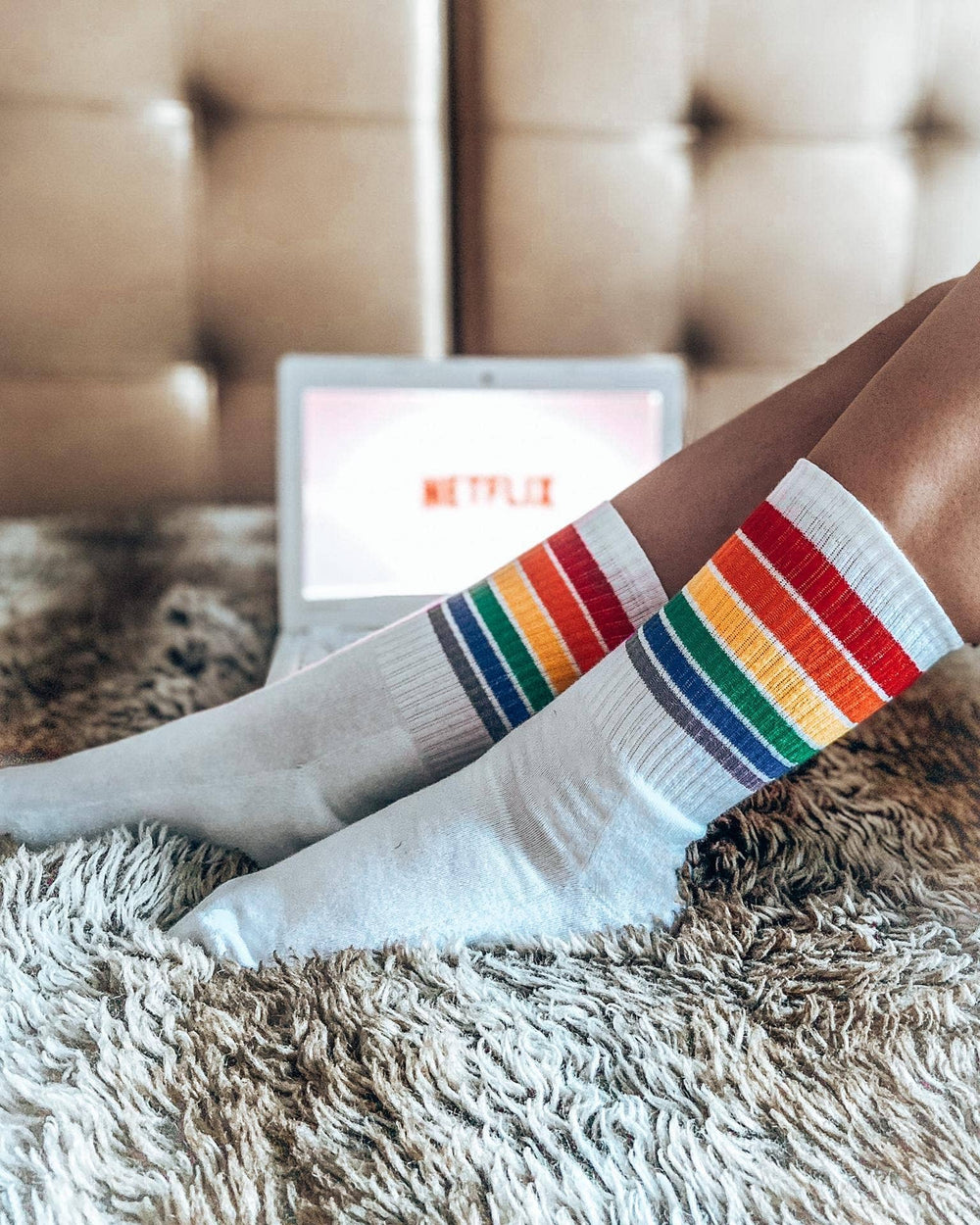 Regenbooggestreepte sokken