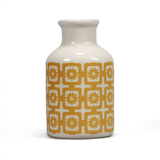 Gele keramische vaastegels met design