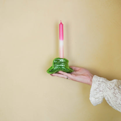 Bougeoir - Chapeau de cowboy - Vert - 13,5x11x7 cm