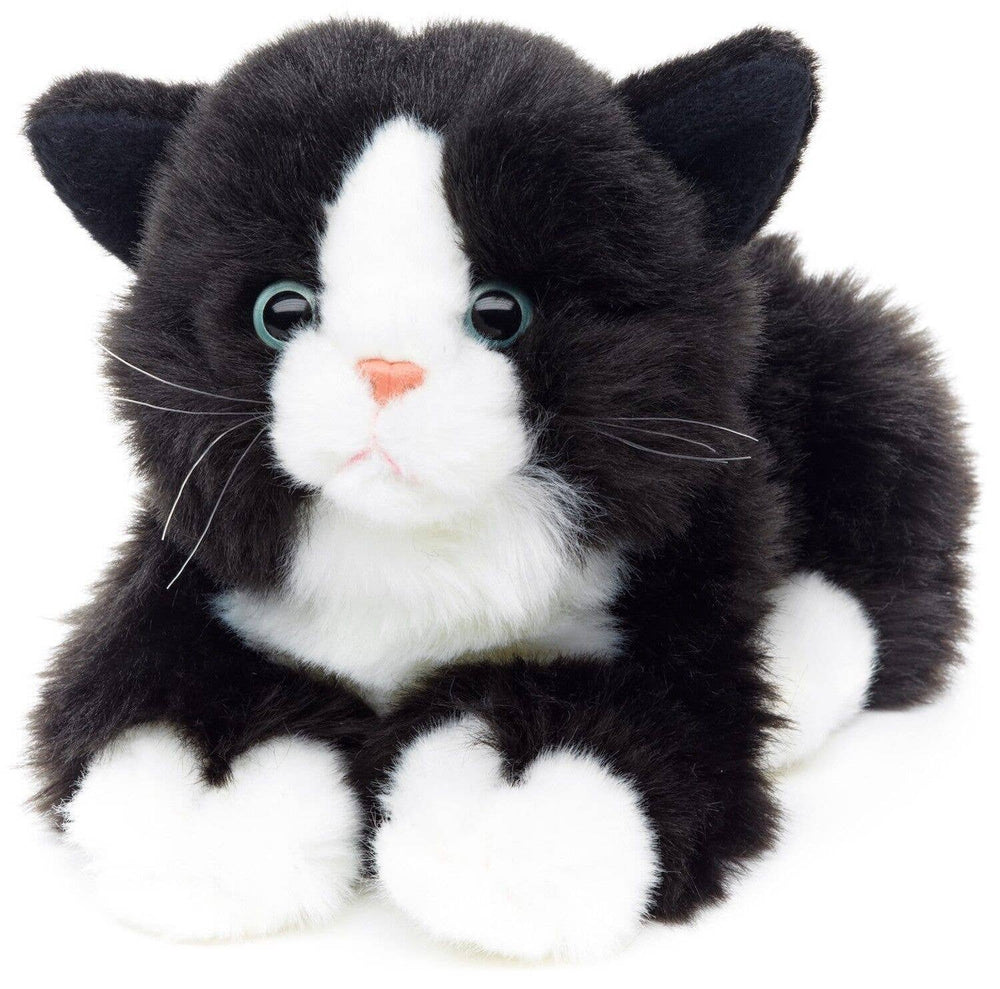 Peluche Sonore Chat Noir et Blanc Couché