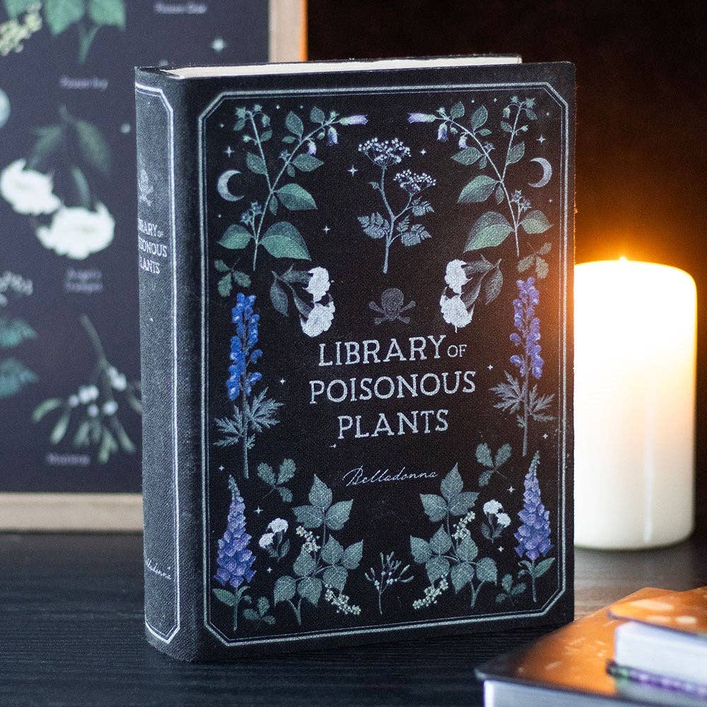 Boîte de rangement en forme de livre gothique de la bibliothèque des plantes vénéneuses