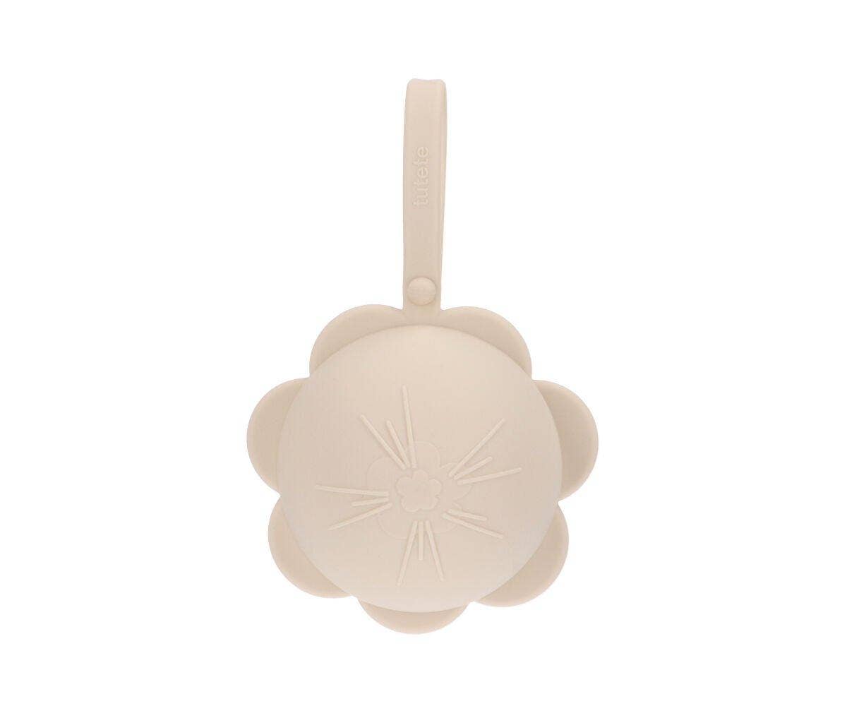 Porte-sucette en silicone Fleur ivoire
