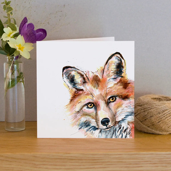 Wenskaart met aquarelvos