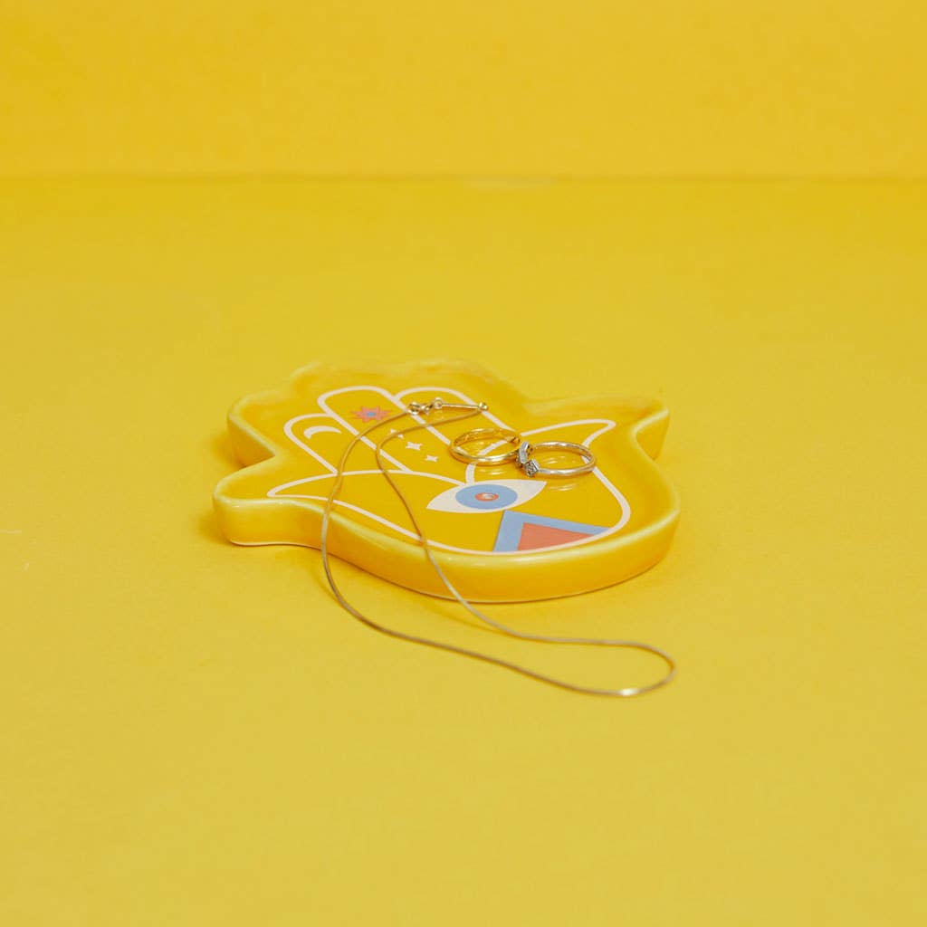 Incense holder, Lucky Hand, yellow, ceramic