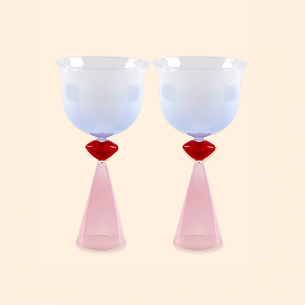 Wijnglazen met liptint - Set van 2