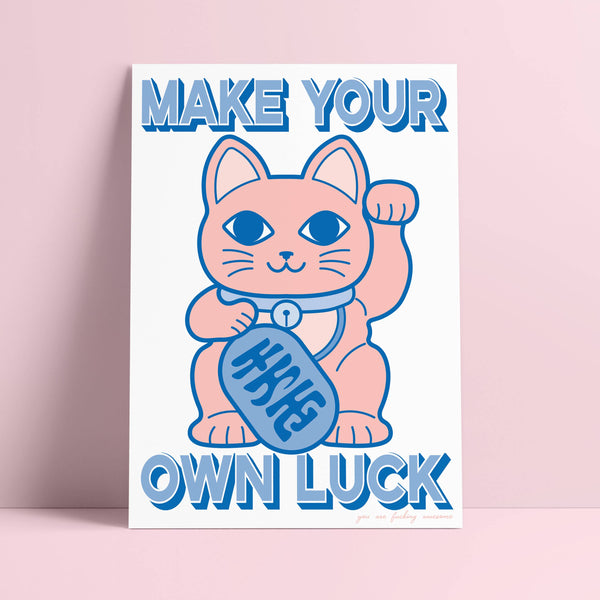 Riso print Gelukskat “Creëer je eigen geluk”