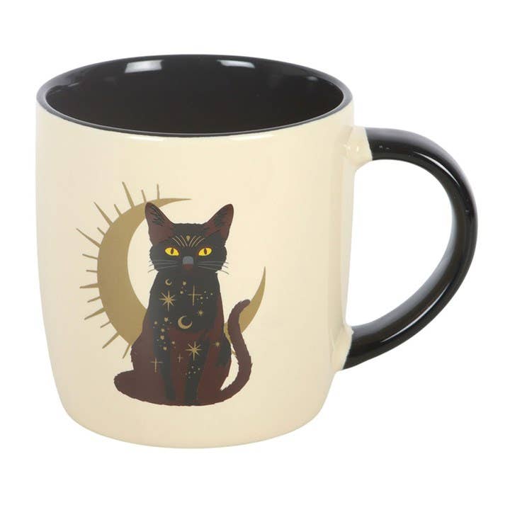 Magical black cat sitting mug