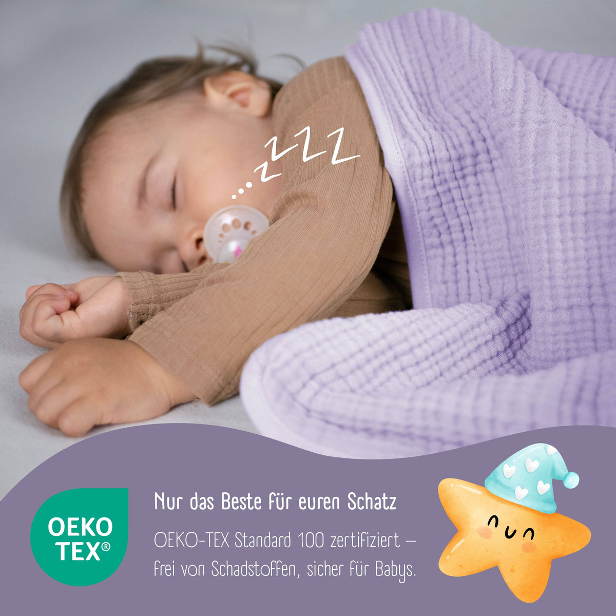 Babydecke Musselin Fleecedecke flauschig weich - lila