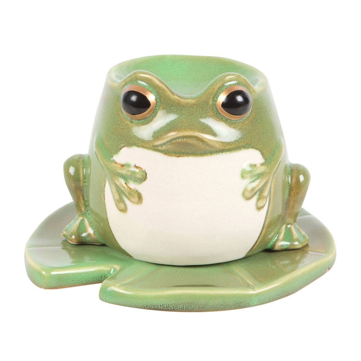 Brûleur à huile en forme de grenouille sur nénuphar