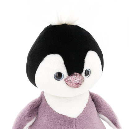 Fluffy penguin plush toy, lilac color, 35 cm, 0+