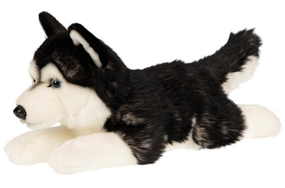 Peluche husky noir couché Uni Toys