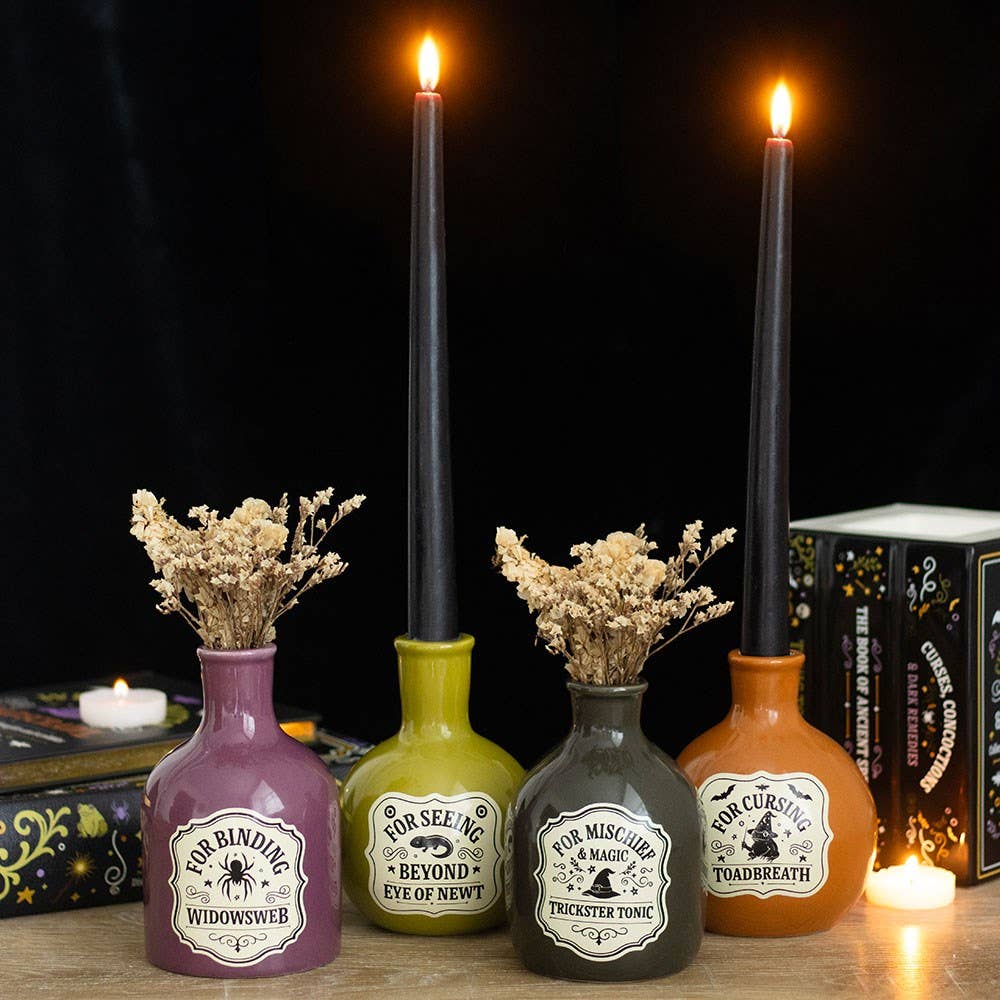 Lot de 4 vases en forme de bouteilles de potion et porte-bougies pour Halloween