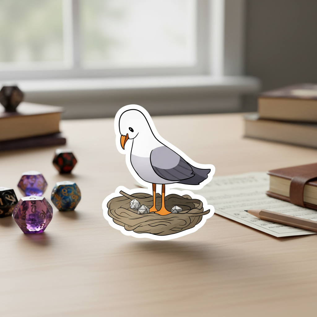 Meeuwensticker met in blokjes gesneden veelhoekige eieren