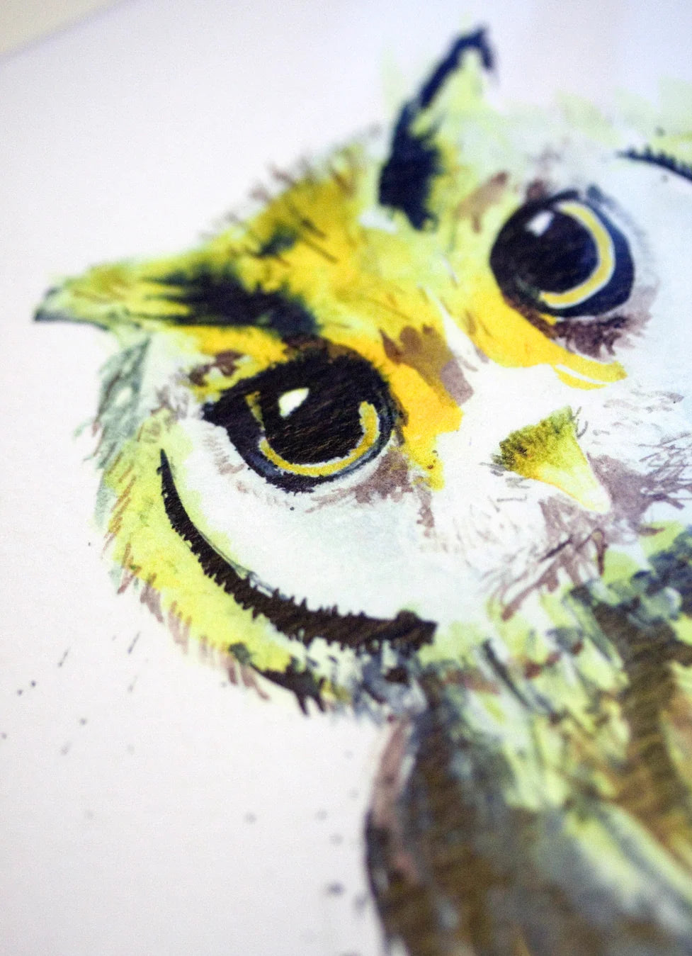 Grußkarte Aquarelle Hibou