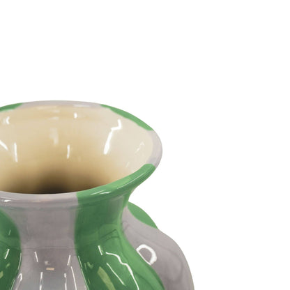 Vase à fleurs - Vase plissé - Céramique - Lilas/Vert - 16,5x16,5x29,5 cm