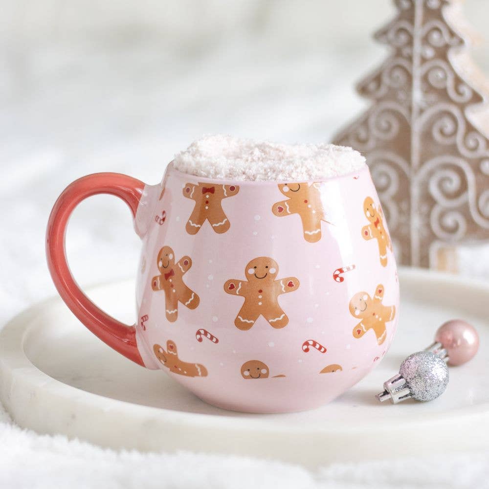 Ensemble tasse et chaussettes de Noël en pain d'épice