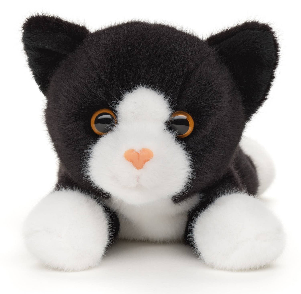 Peluche Chat Noir et Blanc Allongé