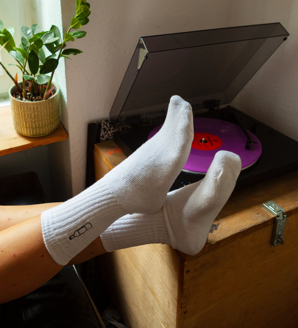 Chaussettes bouteille de vin Charles brodées main