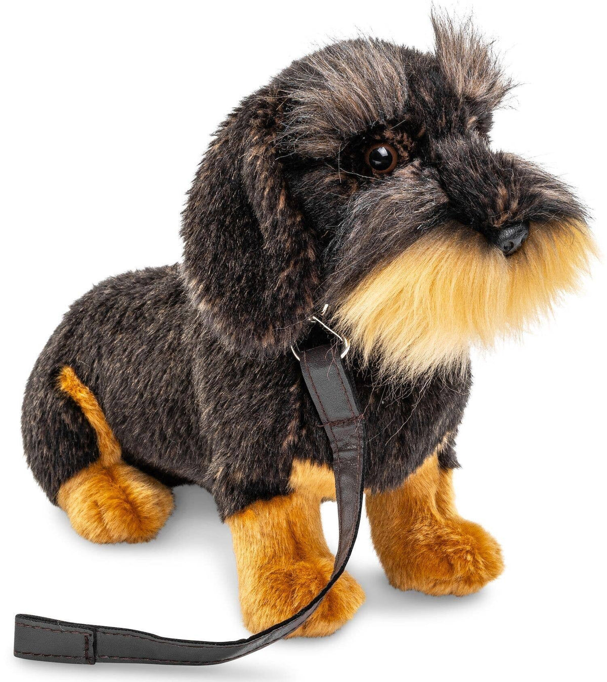 Peluche Teckel à Poil Dur, Assis (avec Laisse) - 22 cm (Hauteur)