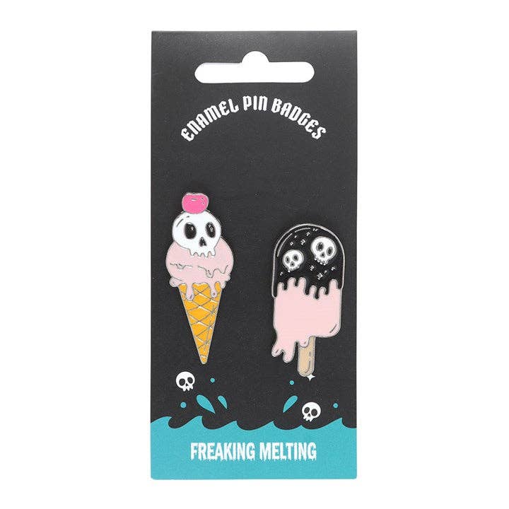 "Melting Goth Ice Cream" Enamel Pins