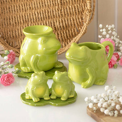 Salt and Pepper Frog on Water Lily