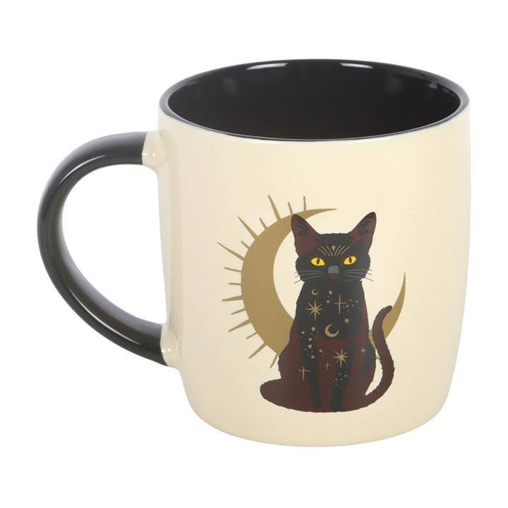 Magical black cat sitting mug