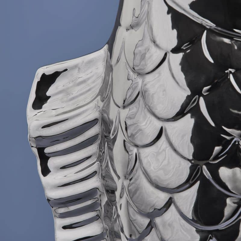 Sculpture/Vase Poisson Blubb, grès argenté