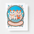 Lucky Cat Greeting Card "So grateful to you"