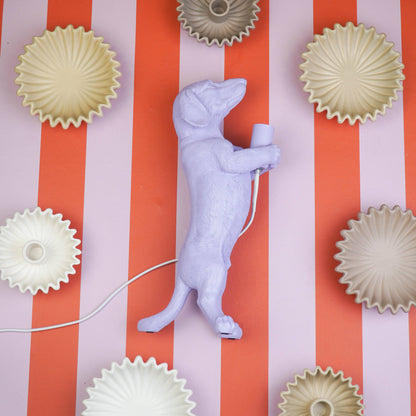 Table Lamp - Dachshund Lamp - Polyresin - Lilac - E14 - 10x15x38cm