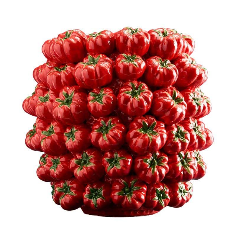 Vase Tomate, Grès Rouge, 33,5 x 32 x 33 cm Fait main