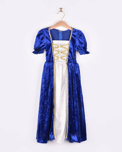 Robe de princesse en velours bleu pour 2-4 ans (taille 98-104)