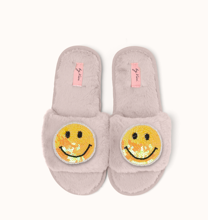Pair of slippers brooches - Yellow Smiley