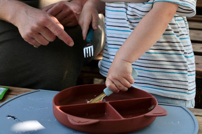 Bestekset (vork/lepel/mes) - grijs en blauw