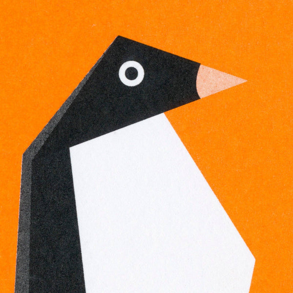 Ansichtkaart met origami pinguïn