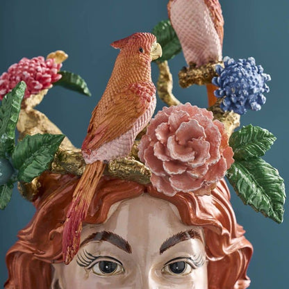 Vase tête de femme M. Perroquets