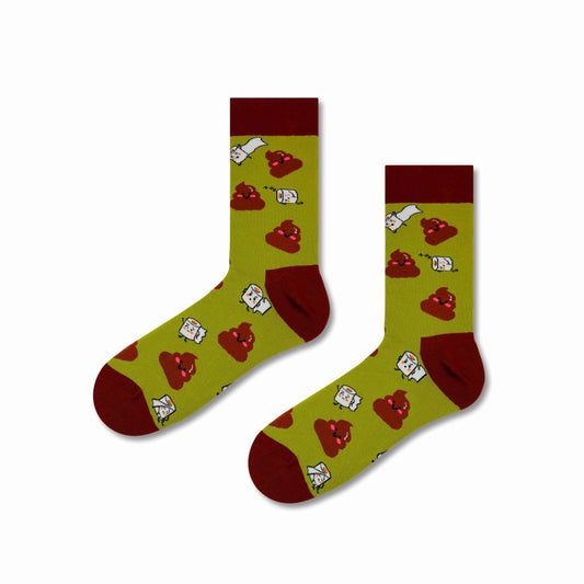 Chaussettes Cacas et rouleaux de papier toilette