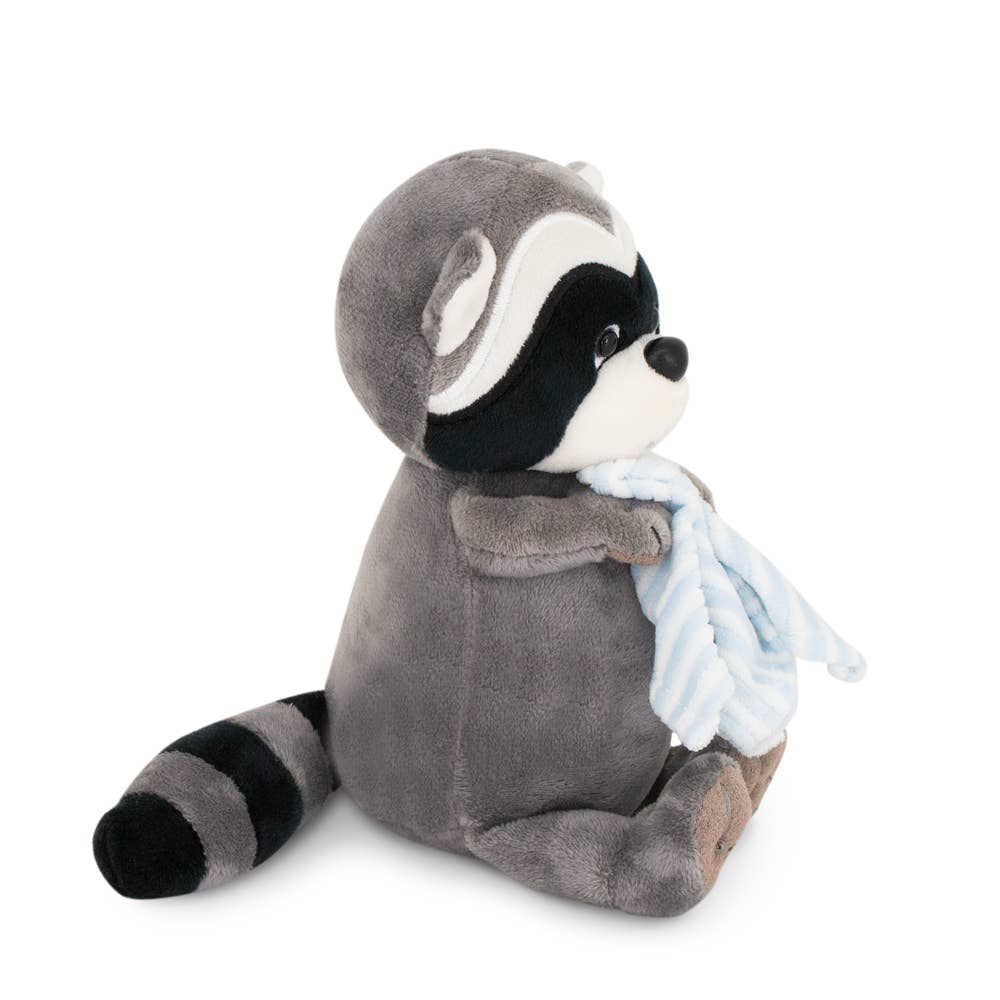 Denny the raccoon plush toy with towel, 15 cm