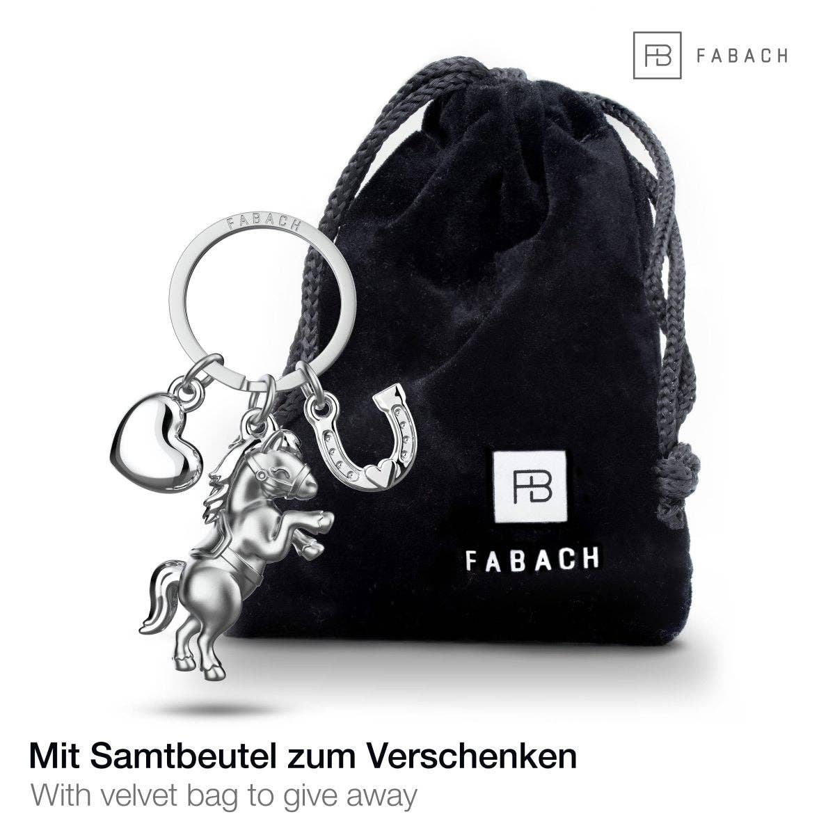 Horse Keychain with Heart and Horseshoe "Pony"