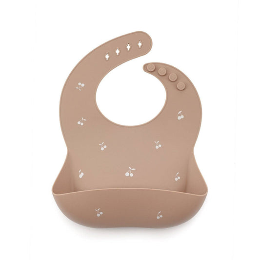 Shayan Cherry Silicone Bib - Taupe