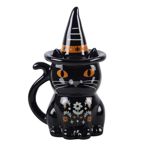 Mug à couvercle Chat noir Halloween — Frightful Folk